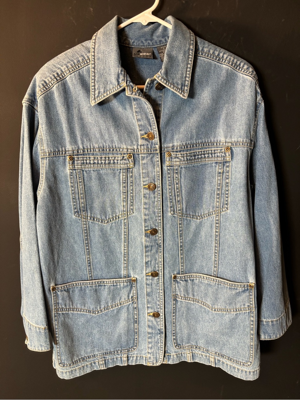 VTG Liz Claiborne Lizwear Denim Utility Jacket Oversized Petite Small